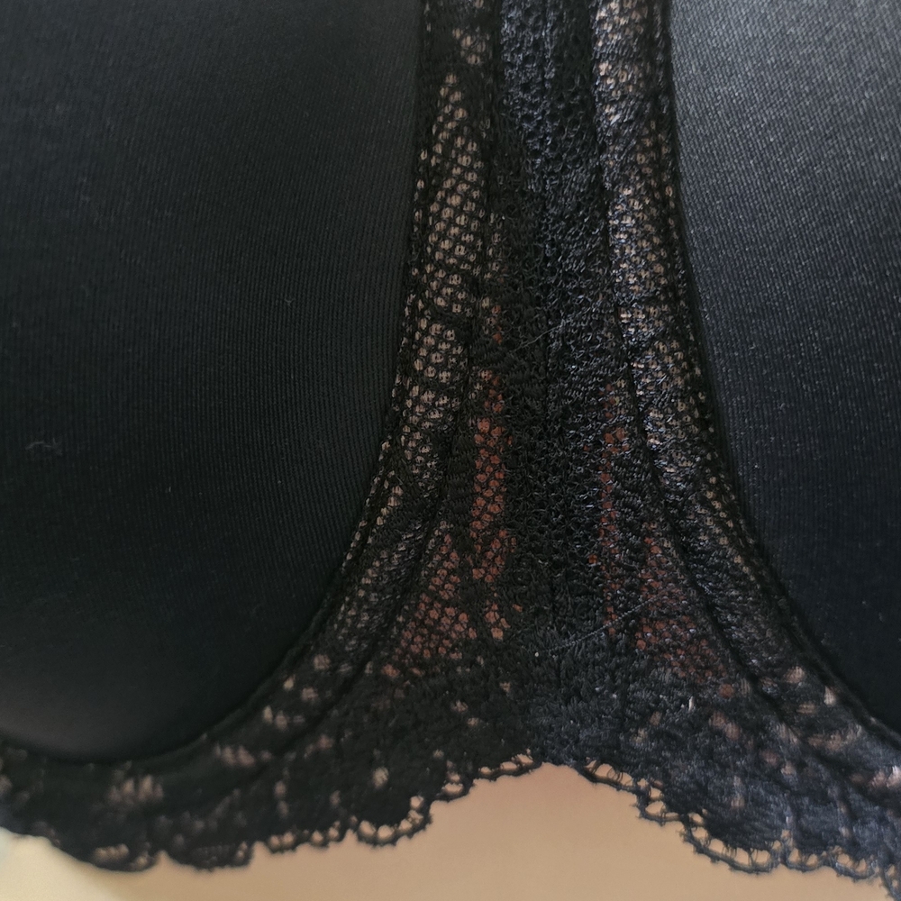 NWT Wacoal 853395 Black Vivid Encounter Bra Size 40 DD with Lace Detail - Picture 5 of 9